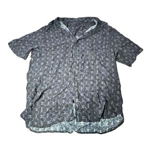 Axiist Patterned Button-Up Shirt‎ Short Sleeve Casual Top XL